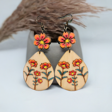 Load image into Gallery viewer, Boho Floral Wooden Earrings – Hand-Painted &amp; Nature-Inspired
