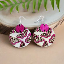 Load image into Gallery viewer, Engraved Butterfly Wooden Earrings
