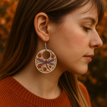 Load image into Gallery viewer, Autumn Wings - Handpainted Wooden Earrings
