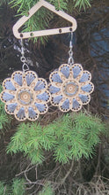 Load and play video in Gallery viewer, Blue Blossom Beauty - Wooden Embroidered Earrings
